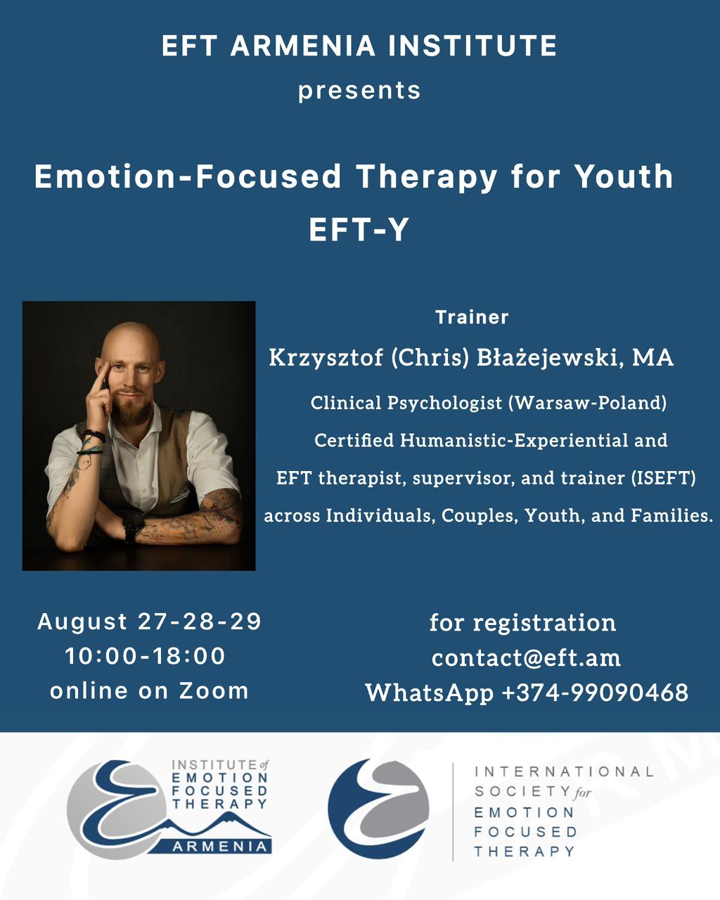 Emotion Focused Therapy for Youth (EFT-Y) – Level I Training